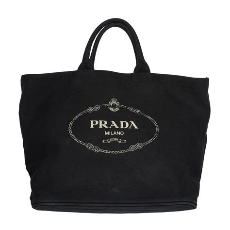 prada canvas logo tote|Prada canvas tote large.